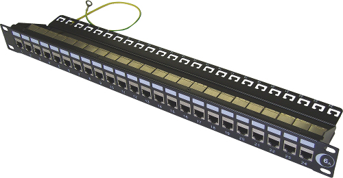 [Photo of 24 Port Shielded RJ45 Through Coupler Patch Panel Cat6]